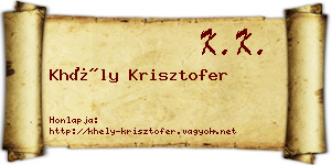 Khély Krisztofer névjegykártya